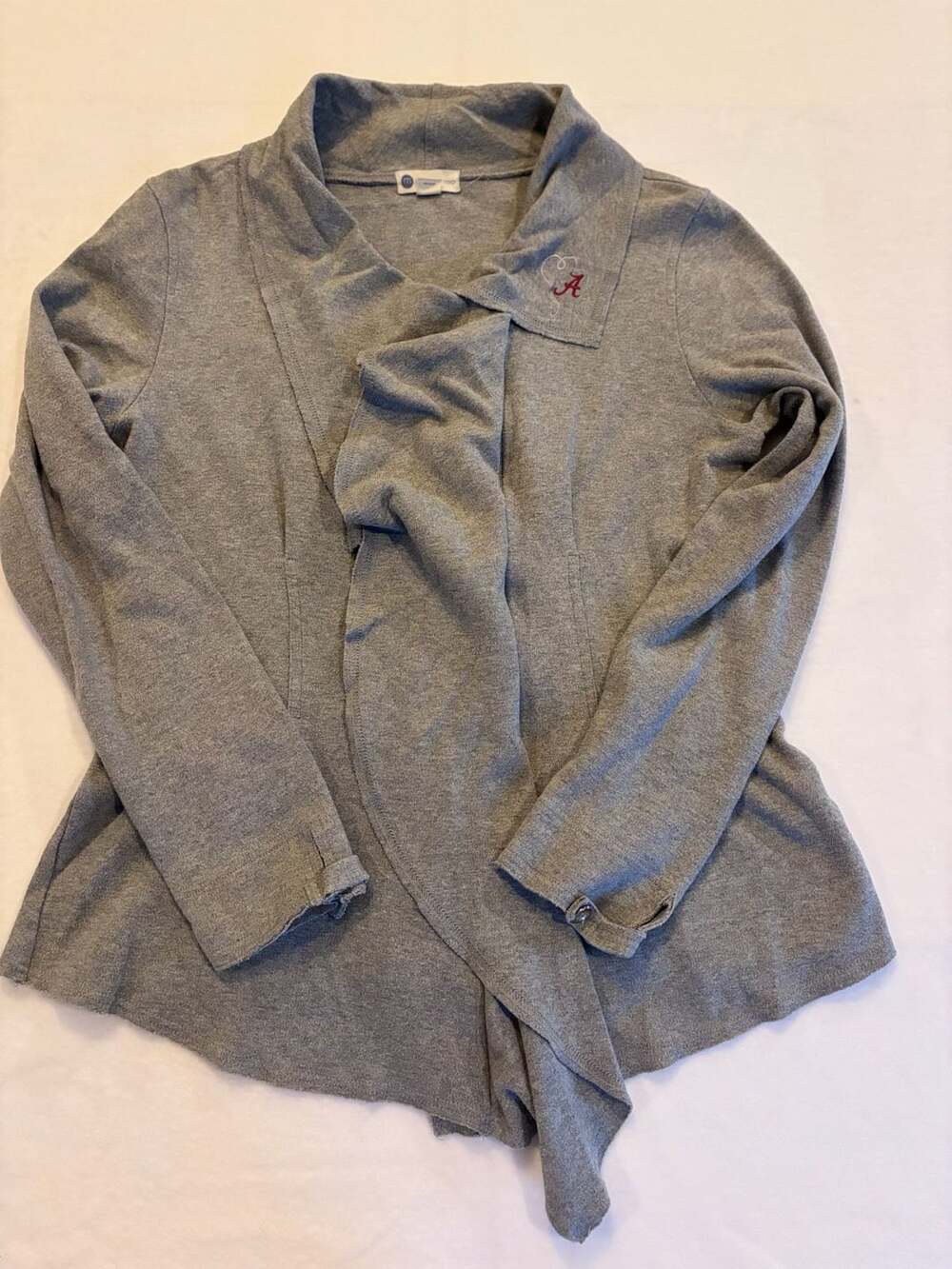 Meesh & Mia Gray Ruffled Front Jacket with Alabama Crimson Tide Logo Size L